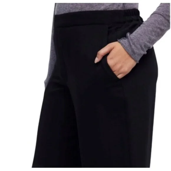 Madewell Womens Wide Leg Pull-On Pants In Crepe Black Size S